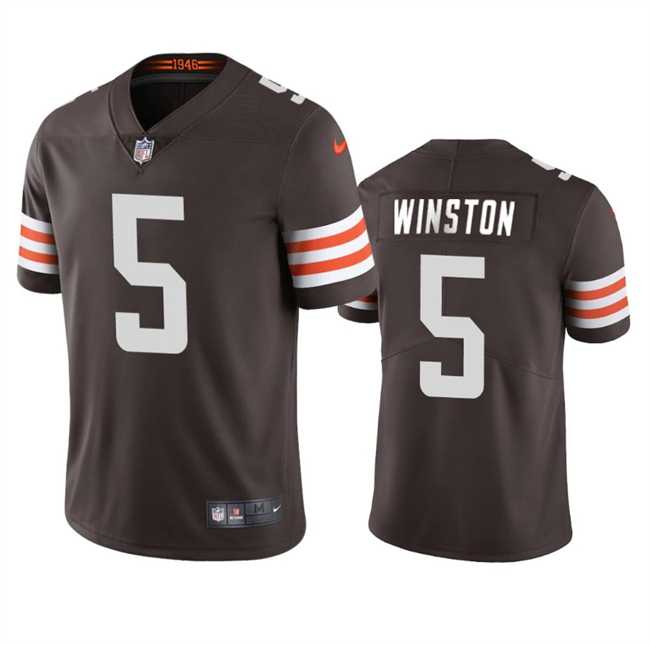 Men & Women & Youth Cleveland Browns #5 Jameis Winston Brown Vapor Limited Stitched Jersey